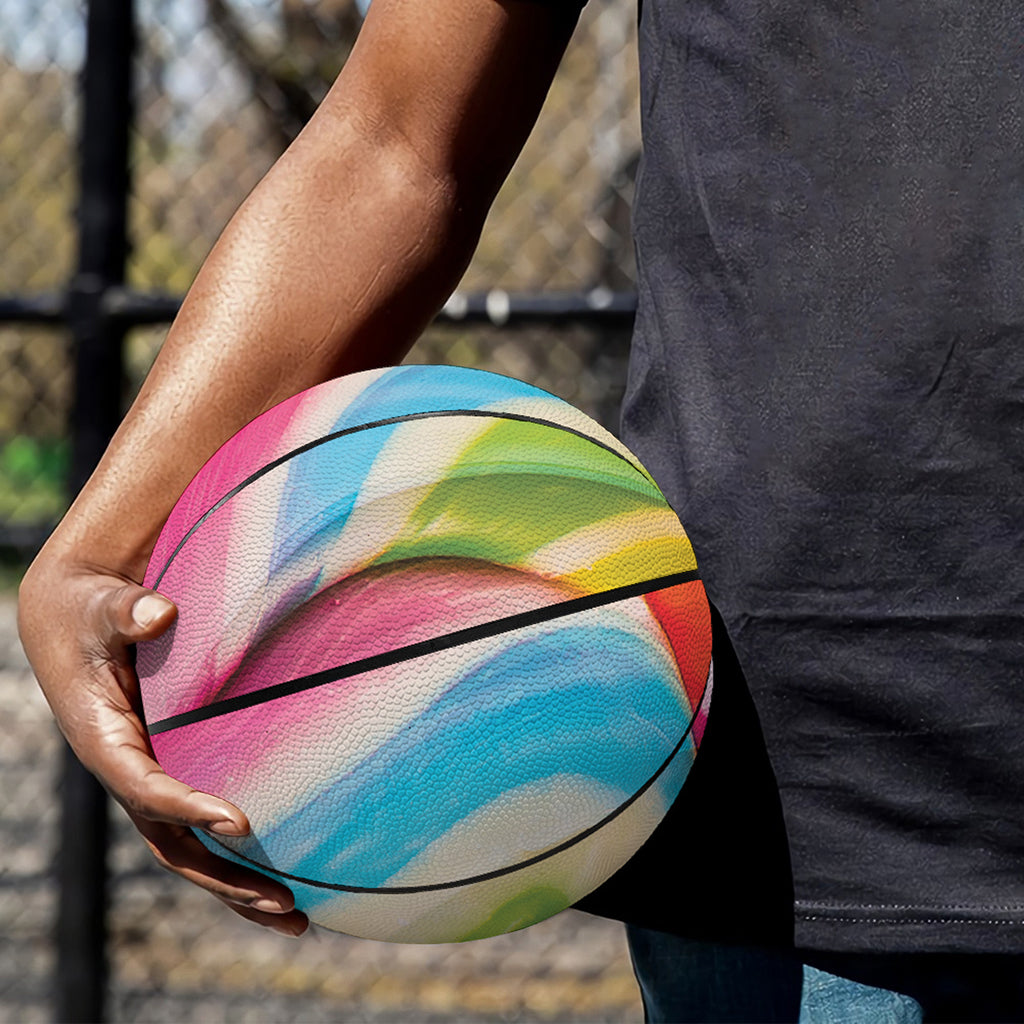 Rainbow Swirl Candy Print Basketball