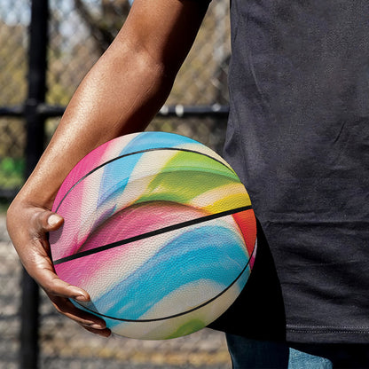 Rainbow Swirl Candy Print Basketball