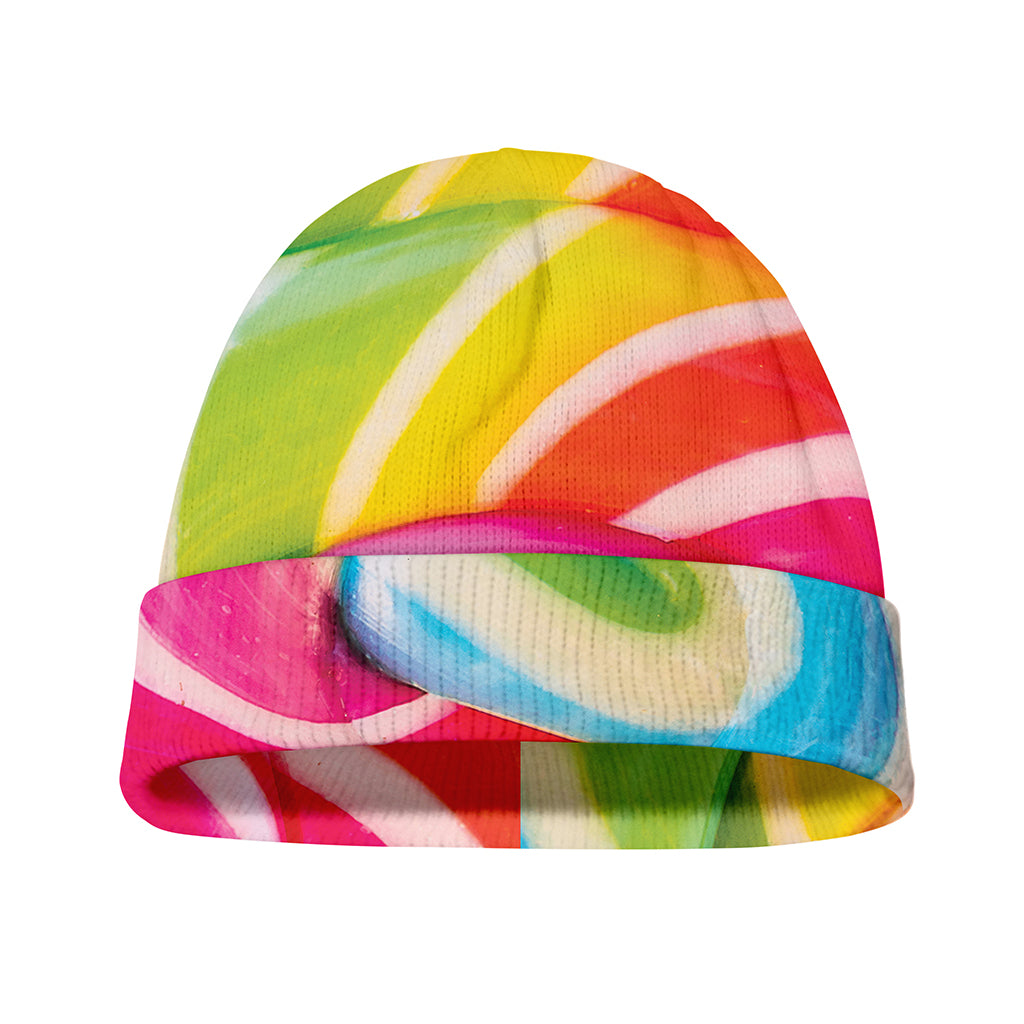 Rainbow Swirl Candy Print Beanie