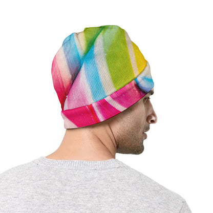 Rainbow Swirl Candy Print Beanie