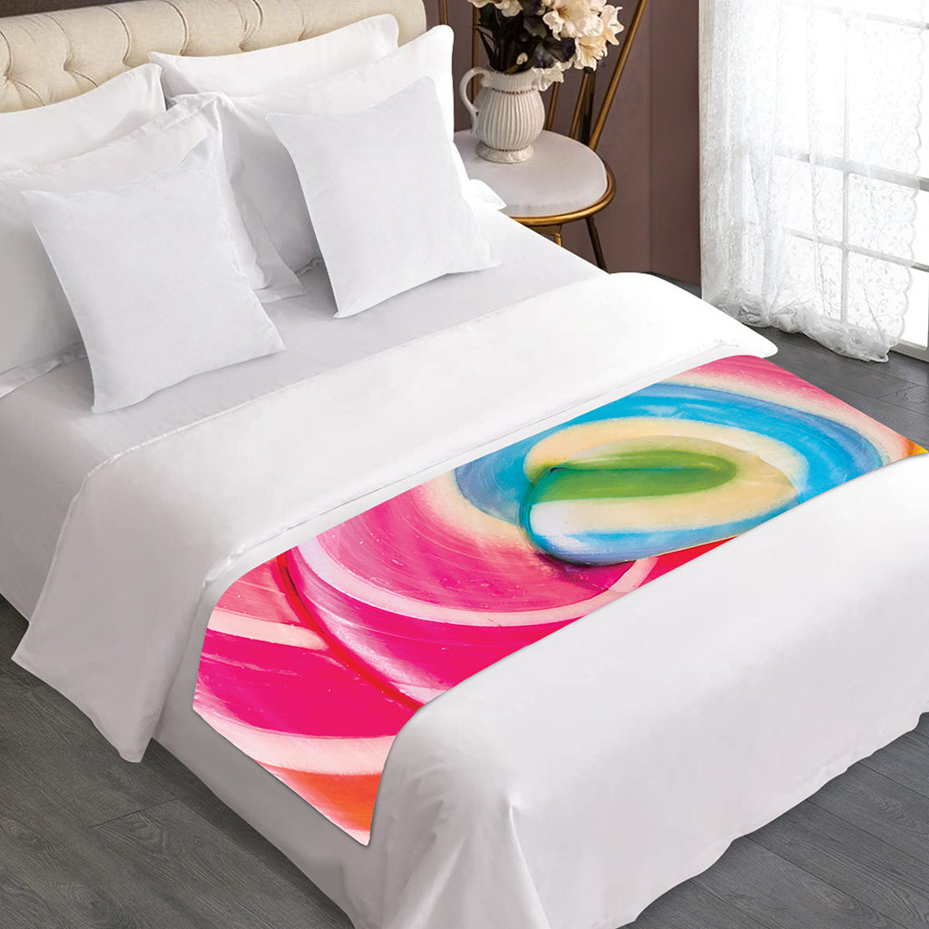 Rainbow Swirl Candy Print Bed Runner