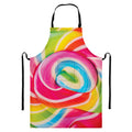 Rainbow Swirl Candy Print Bib Apron With Pocket