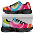 Rainbow Swirl Candy Print Black Chunky Shoes