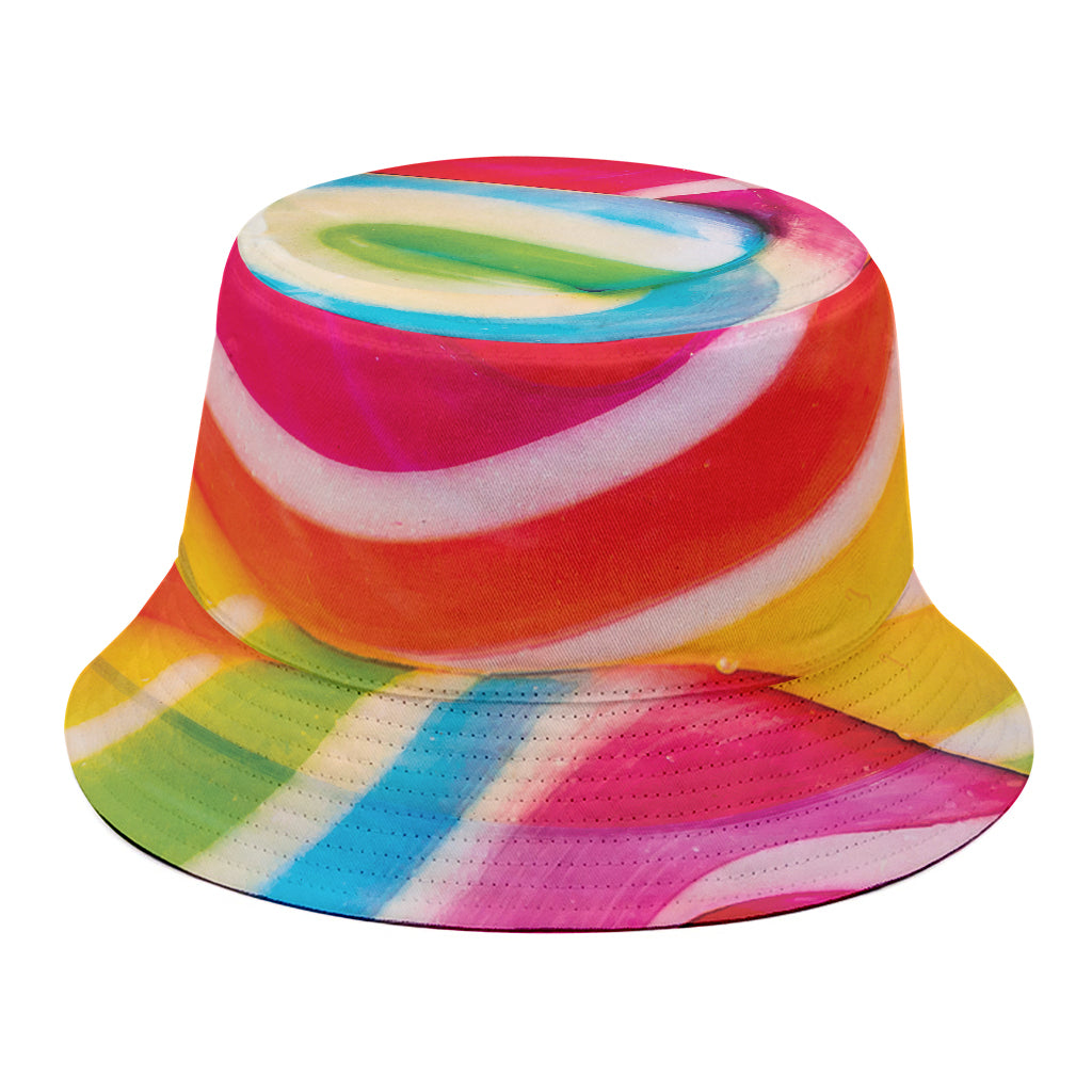 Rainbow Swirl Candy Print Bucket Hat