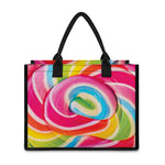 Rainbow Swirl Candy Print Canvas Tote Bag