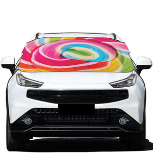 Rainbow Swirl Candy Print Car Windshield Snow Cover