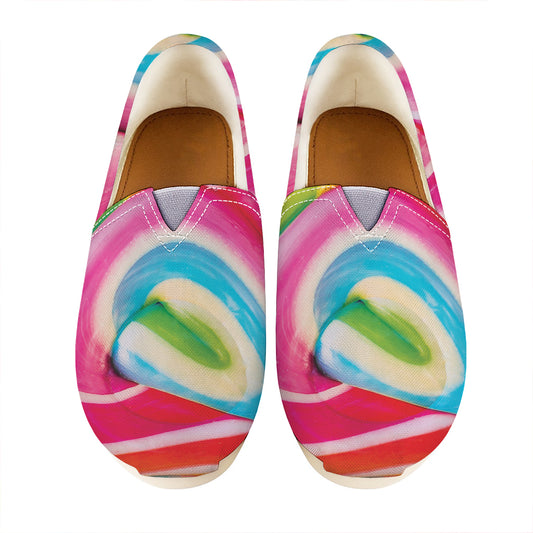 Rainbow Swirl Candy Print Casual Shoes