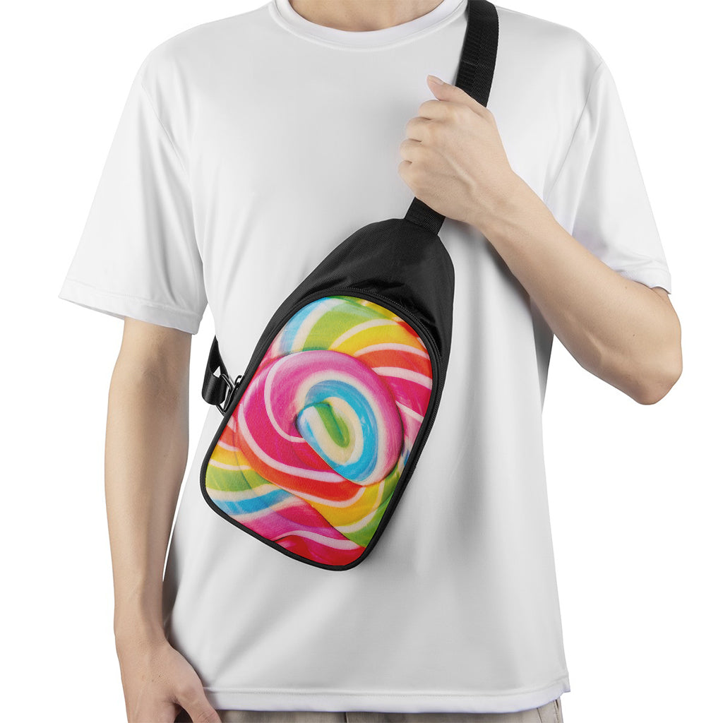 Rainbow Swirl Candy Print Chest Bag