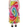 Rainbow Swirl Candy Print Chiffon Maxi Skirt