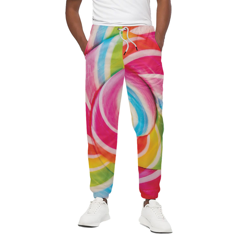 Rainbow Swirl Candy Print Cotton Pants