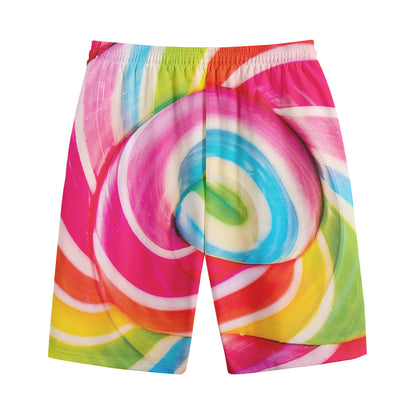 Rainbow Swirl Candy Print Cotton Shorts