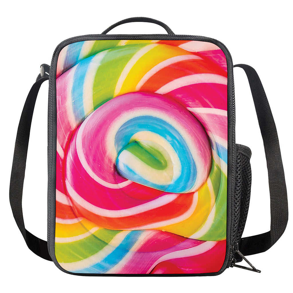 Rainbow Swirl Candy Print Crossbody Lunch Bag