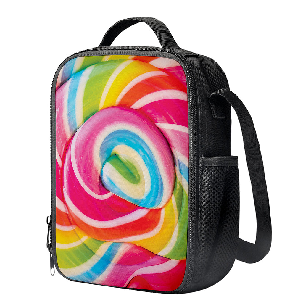 Rainbow Swirl Candy Print Crossbody Lunch Bag