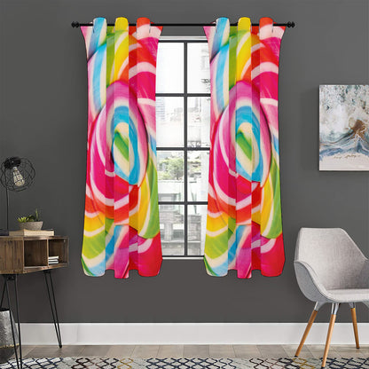 Rainbow Swirl Candy Print Curtain