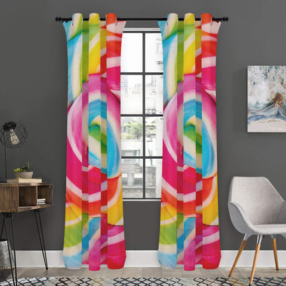 Rainbow Swirl Candy Print Curtain