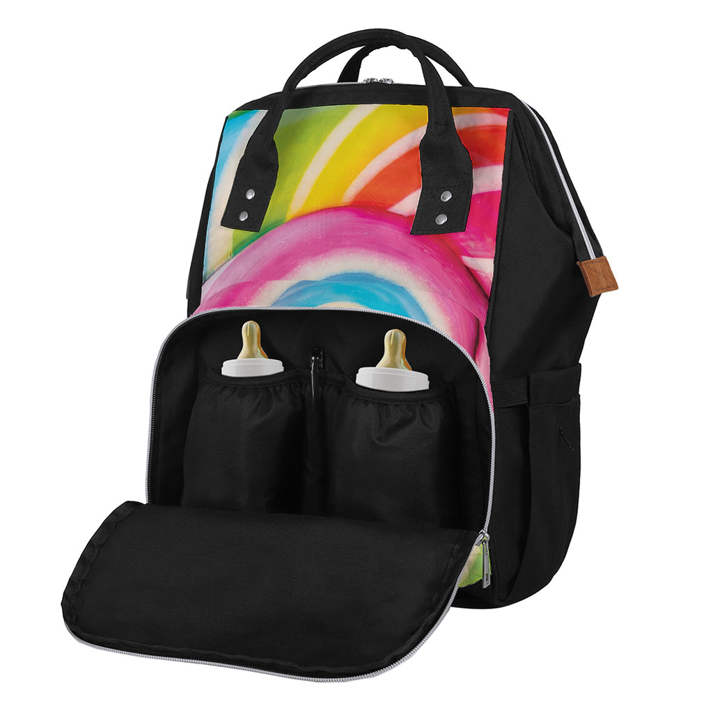 Rainbow Swirl Candy Print Diaper Bag