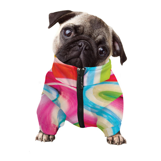 Rainbow Swirl Candy Print Dog Zip Up Jacket