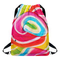 Rainbow Swirl Candy Print Drawstring Backpack