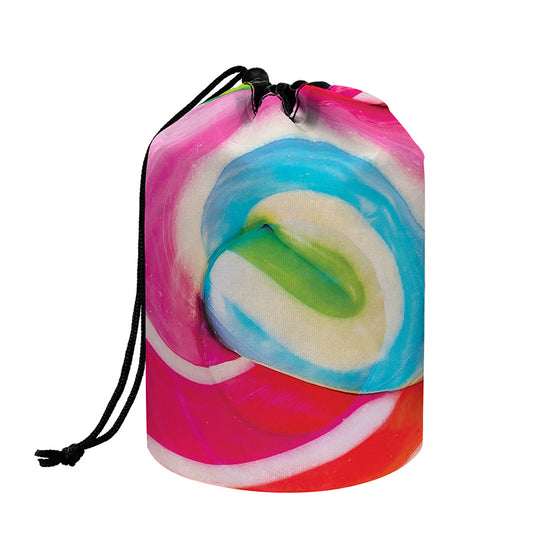 Rainbow Swirl Candy Print Drawstring Makeup Bag