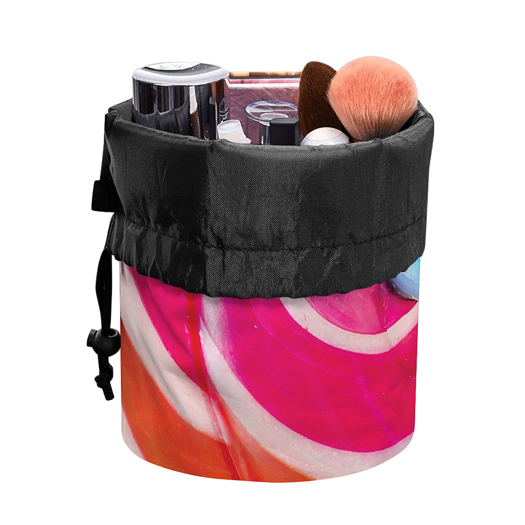 Rainbow Swirl Candy Print Drawstring Makeup Bag