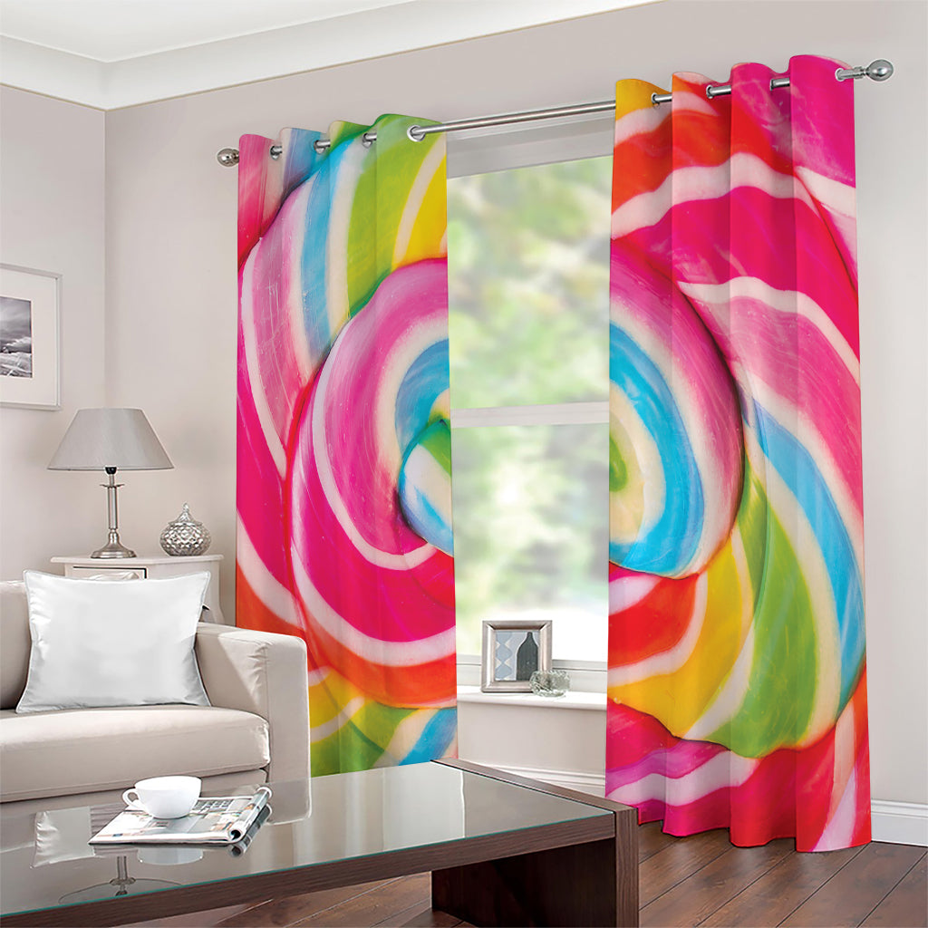 Rainbow Swirl Candy Print Extra Wide Grommet Curtains