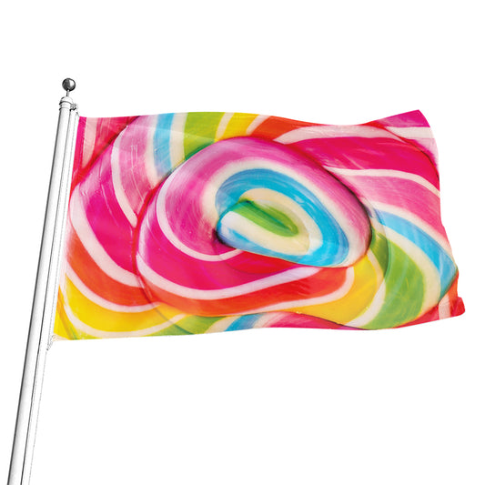 Rainbow Swirl Candy Print Flag
