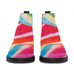 Rainbow Swirl Candy Print Flat Ankle Boots