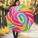 Rainbow Swirl Candy Print Foldable Umbrella
