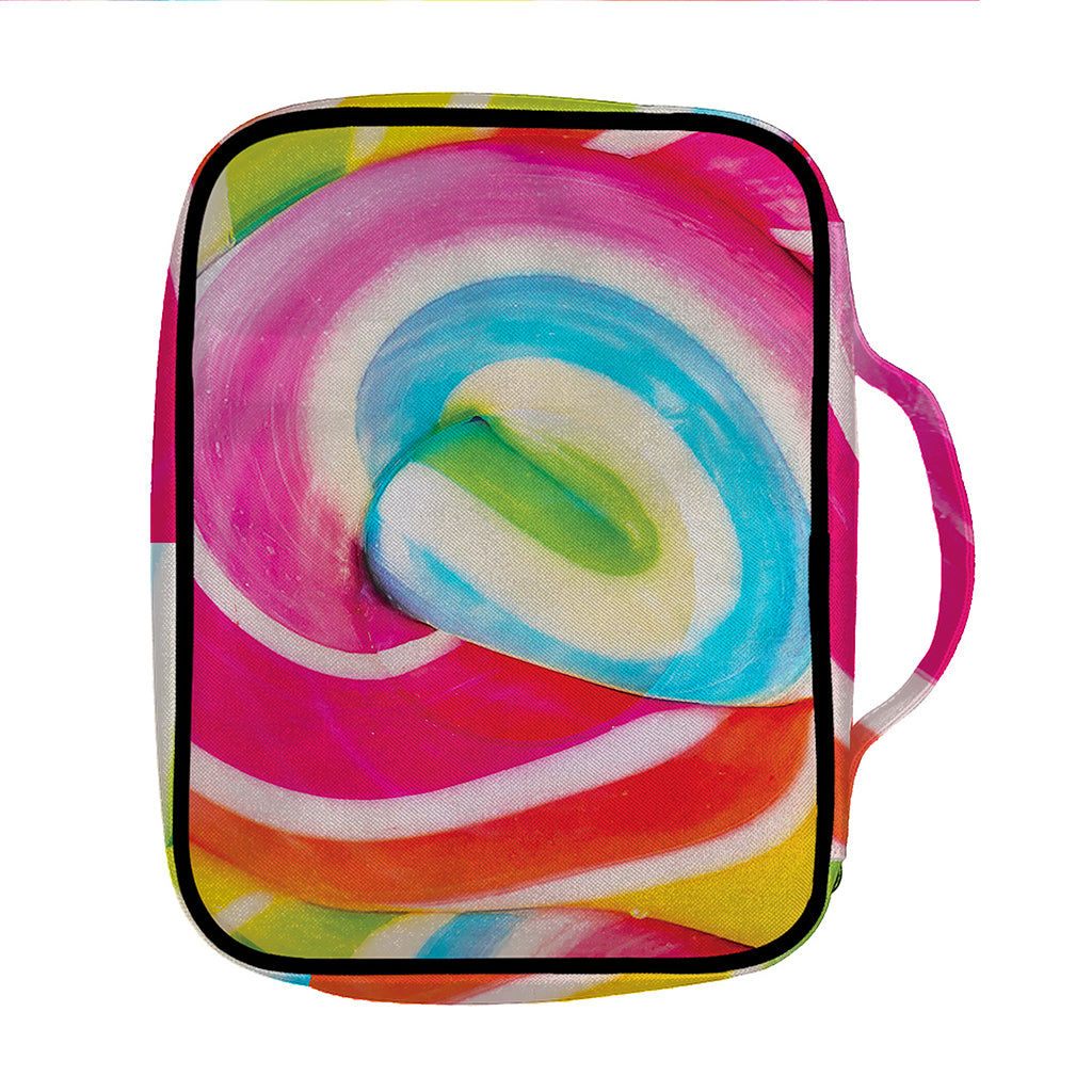 Rainbow Swirl Candy Print Front Pocket Bible Bag