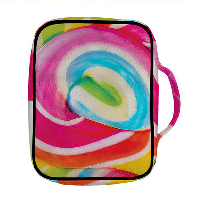 Rainbow Swirl Candy Print Front Pocket Bible Bag