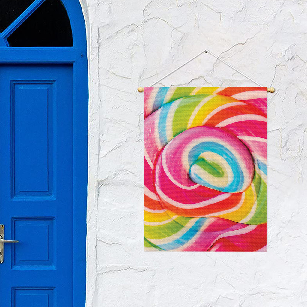 Rainbow Swirl Candy Print Garden Flag