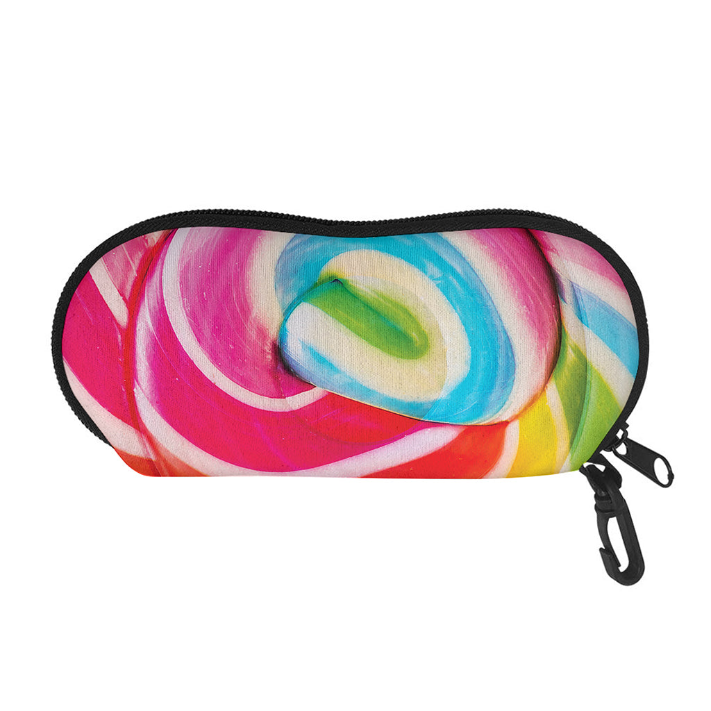 Rainbow Swirl Candy Print Glasses Case