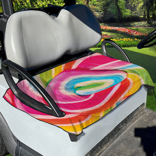Rainbow Swirl Candy Print Golf Cart Seat Cover