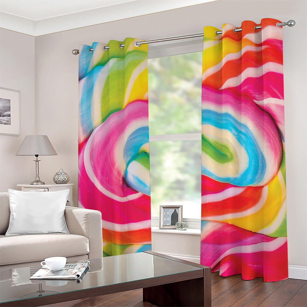 Rainbow Swirl Candy Print Grommet Curtains