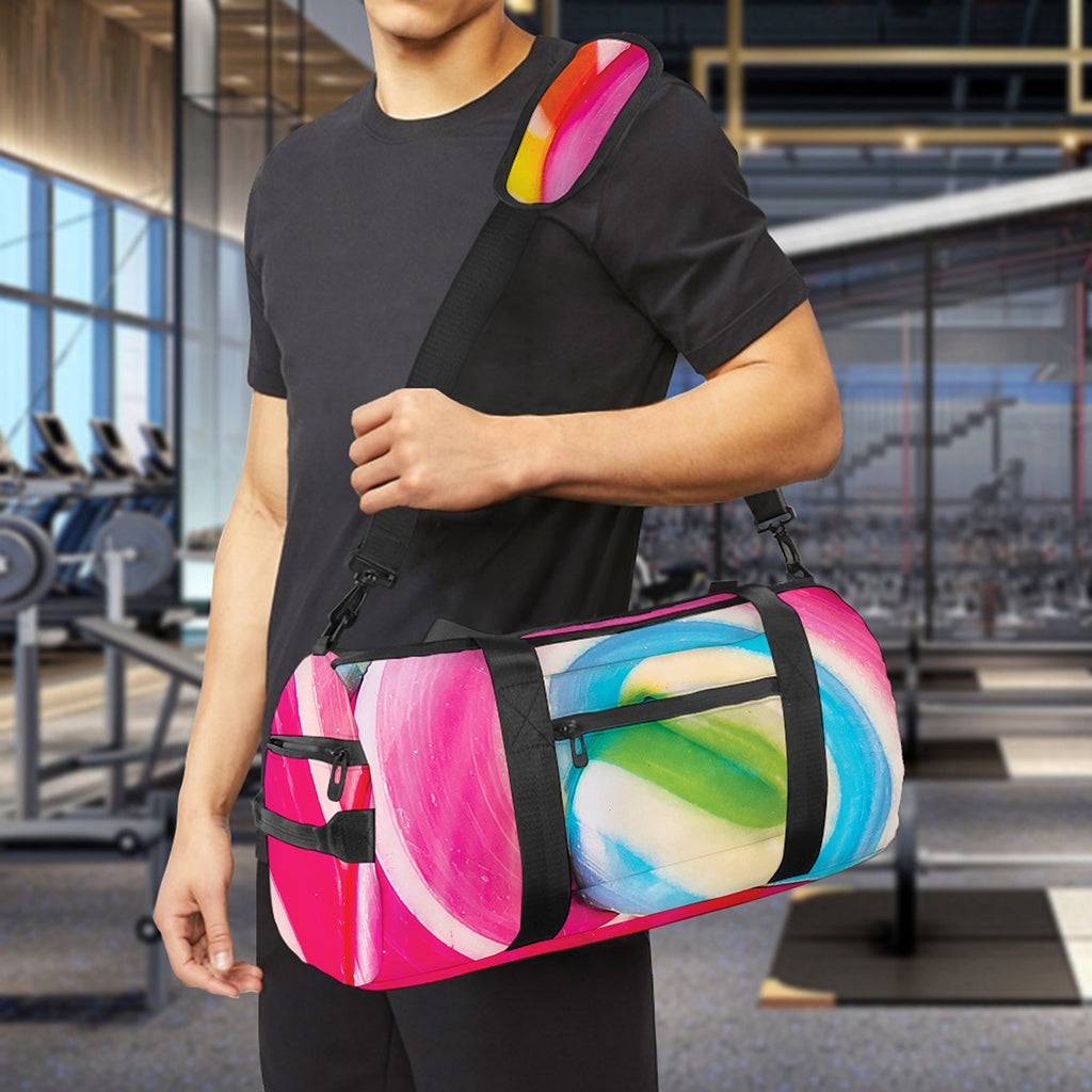 Rainbow Swirl Candy Print Gym Bag