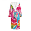 Rainbow Swirl Candy Print Hooded Bathrobe