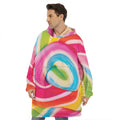 Rainbow Swirl Candy Print Hoodie Blanket