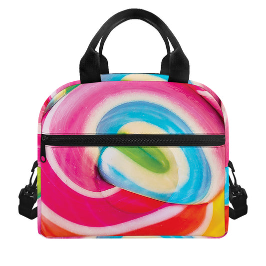 Rainbow Swirl Candy Print Insulated Lunch Bag