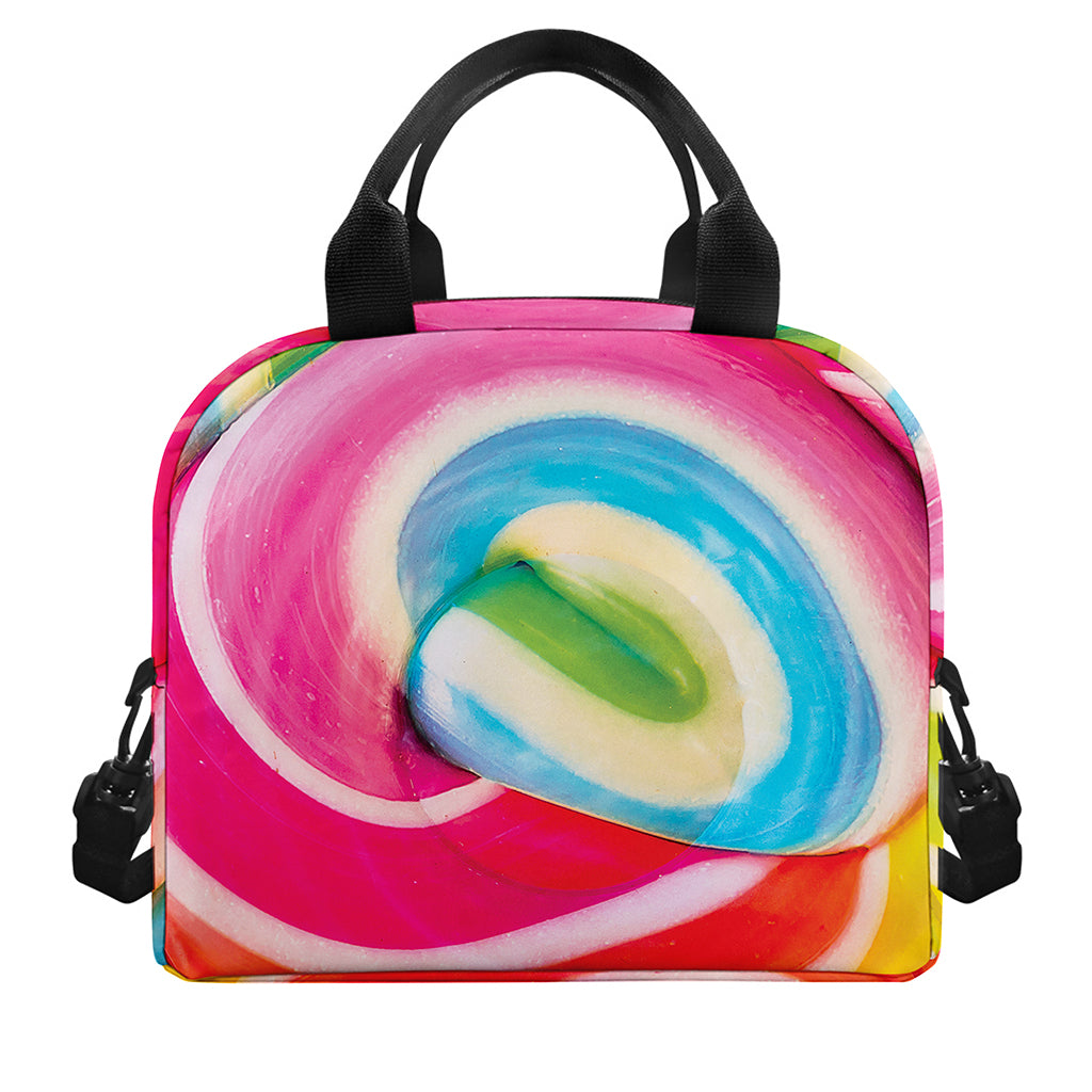 Rainbow Swirl Candy Print Insulated Lunch Bag
