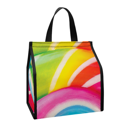 Rainbow Swirl Candy Print Insulated Lunch Tote