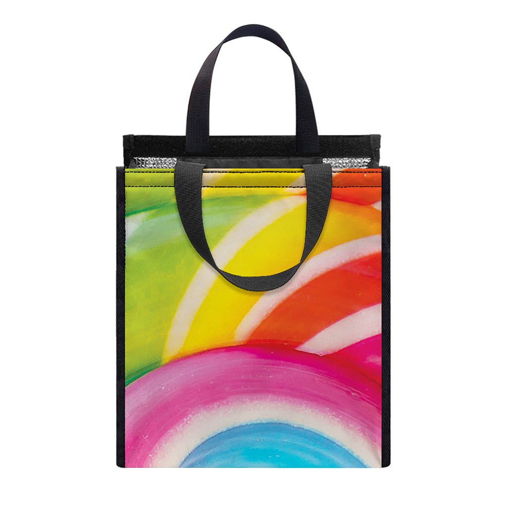 Rainbow Swirl Candy Print Insulated Lunch Tote