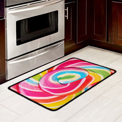 Rainbow Swirl Candy Print Kitchen Mat