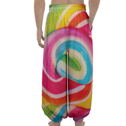 Rainbow Swirl Candy Print Lantern Pants