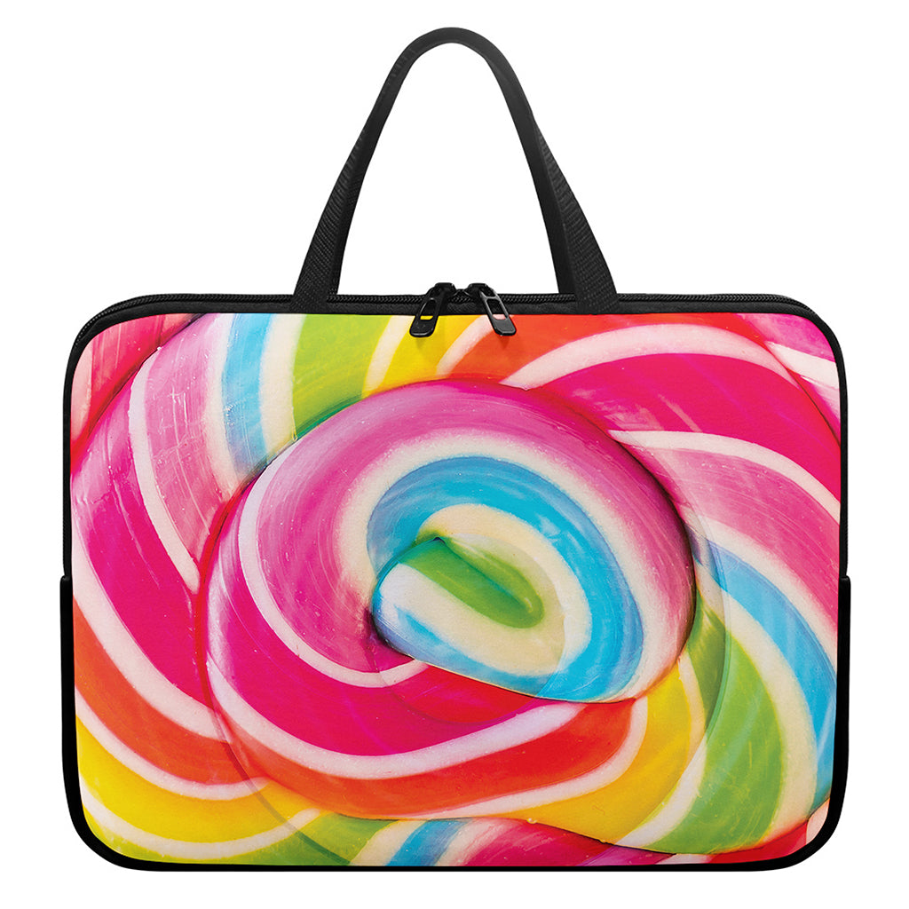 Rainbow Swirl Candy Print Laptop Sleeve With Handle