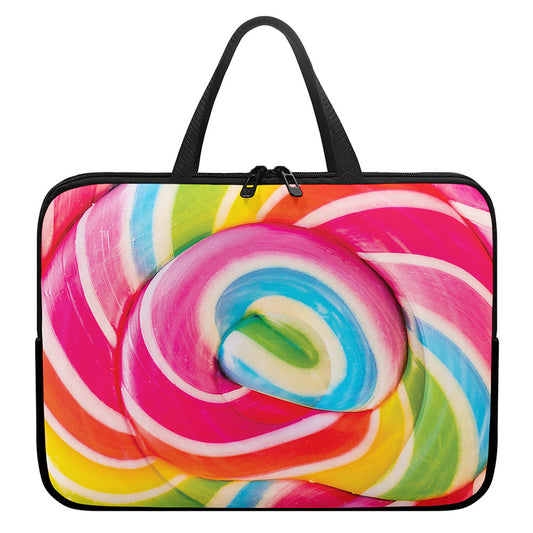 Rainbow Swirl Candy Print Laptop Sleeve With Handle