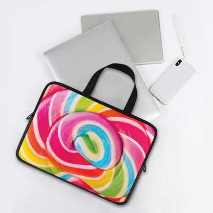 Rainbow Swirl Candy Print Laptop Sleeve With Handle