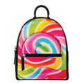 Rainbow Swirl Candy Print Leather Backpack
