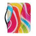 Rainbow Swirl Candy Print Leather Bible Cover