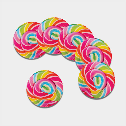 Rainbow Swirl Candy Print Leather Coaster Set