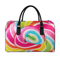 Rainbow Swirl Candy Print Leather Duffel Bag